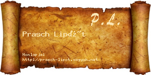 Prasch Lipót névjegykártya